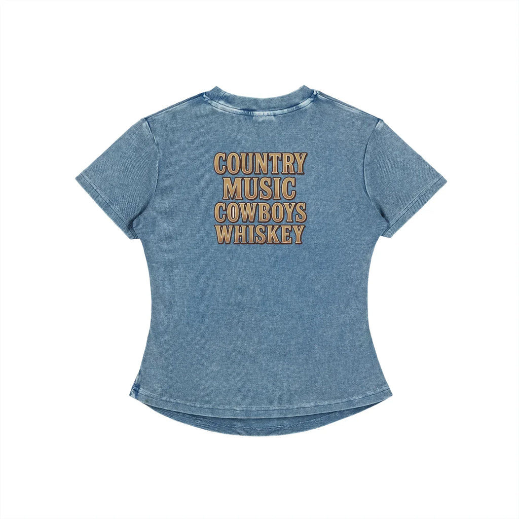 NEON Country Music, Cowboys & Whiskey | Fitted Tee - NEON American Clothing