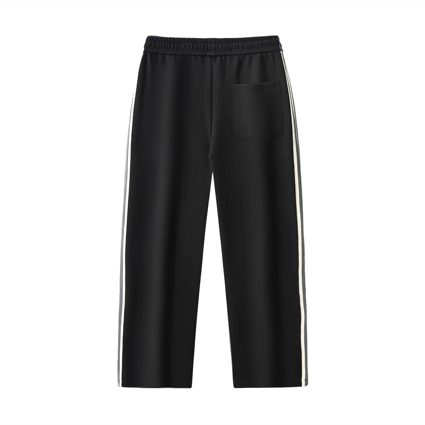 Black pants with white stripes on a white background. NEON American Clothing.