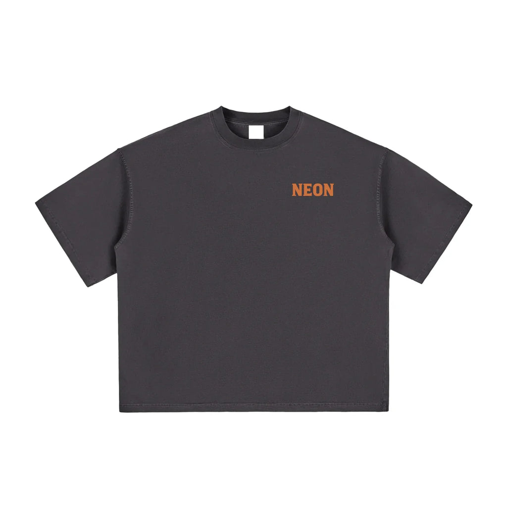 blue Tee with red NEON logo