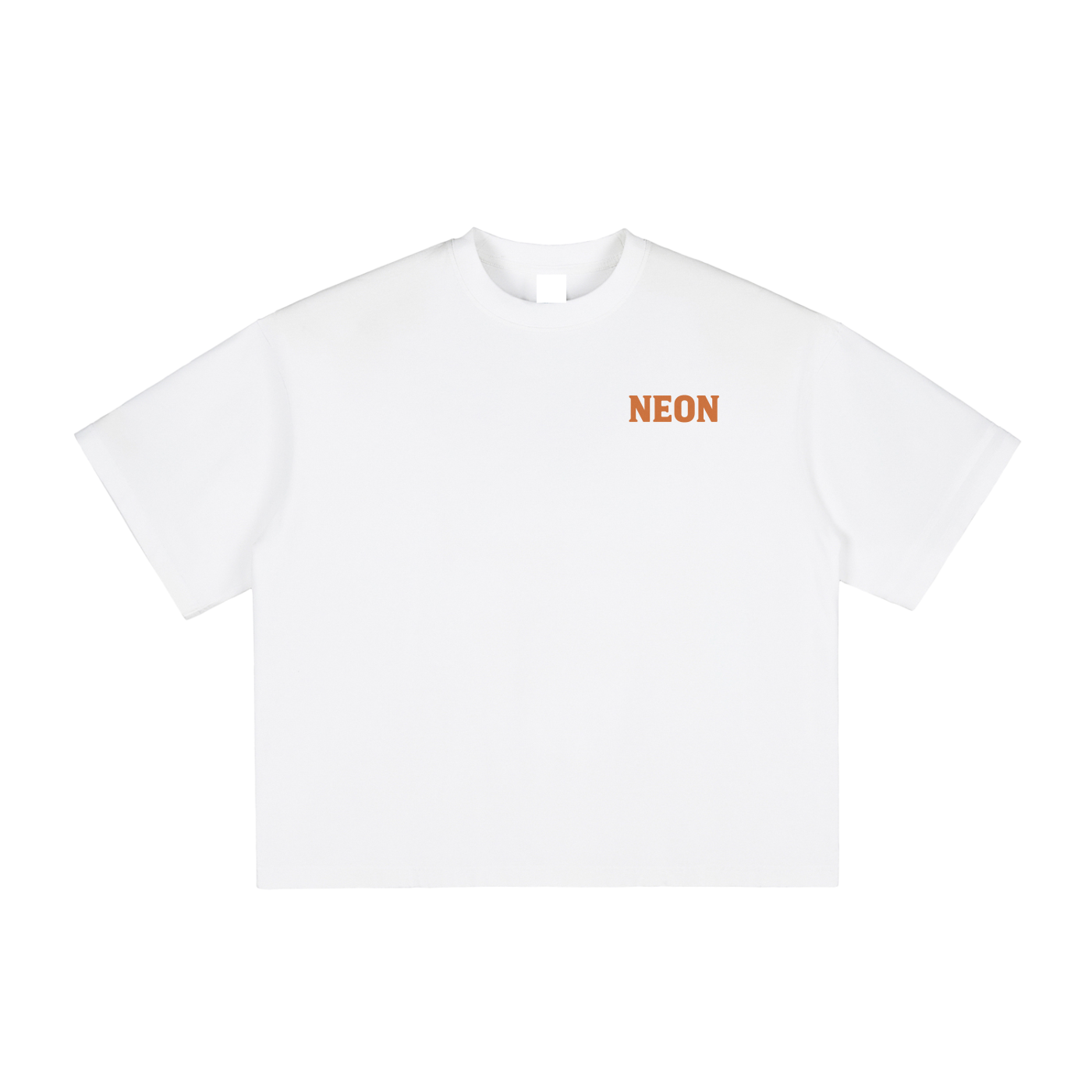 Front of NEON TShirt. Print on reverse image shows White Tshirt with Neon logo.